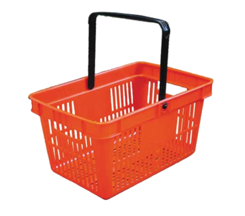 (21183) Shopping Basket, (2) black plastic handles, 35 lb capacity, red plastic