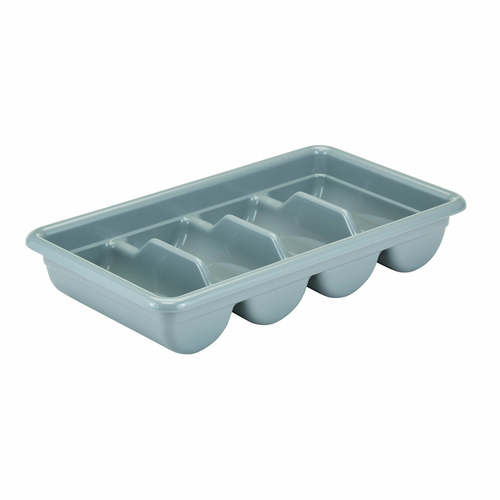 1120CBP180 BIN, FLATWARE, 4 COMP, PLASTIC, GREY