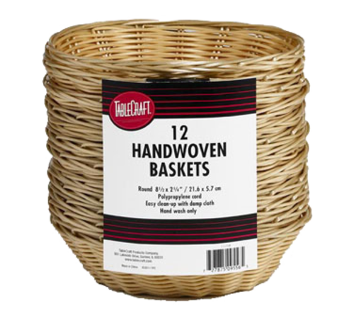 1175W, BASKET, WICKER, 8.5" X 2.25", ROUND, NATURAL, POLY CORD