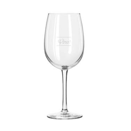 GLASS, WINE, 16 OZ, POUR LINE AT 6/9 OZ, 'VINO' ETCHING, VINA/7533/1358M