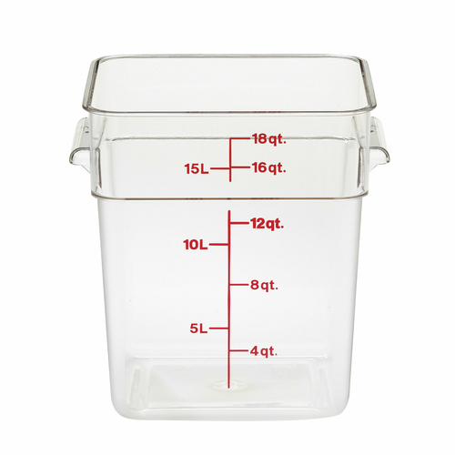 18SFSCW135 CONTAINER, FOOD, 18 QT, SQUARE, CLEAR