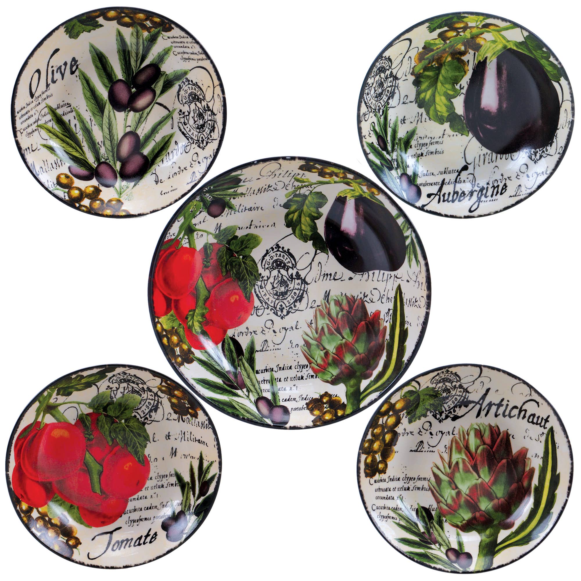 5 pc. Stoneware  Pasta Sets Botanical Veggies