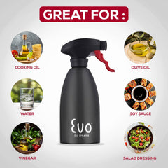 Evo Stainless Steel Oil Sprayer – Refillable 16oz Bottle: Silver