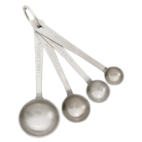 Measuring Spoons, 1/4 tsp, 1/2 tsp, 1 tsp & 1 tbsp, 18/8 stainless steel (set of 4)