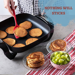 Square Nonstick Electric Skillet With Lid, Aluminum 12 Inch Electric Frying Pan, 2 Layers Of Non-Stick Coating, Adjustable Temperature Control, Lid With Steam Vent & Heat-Resistant Handle