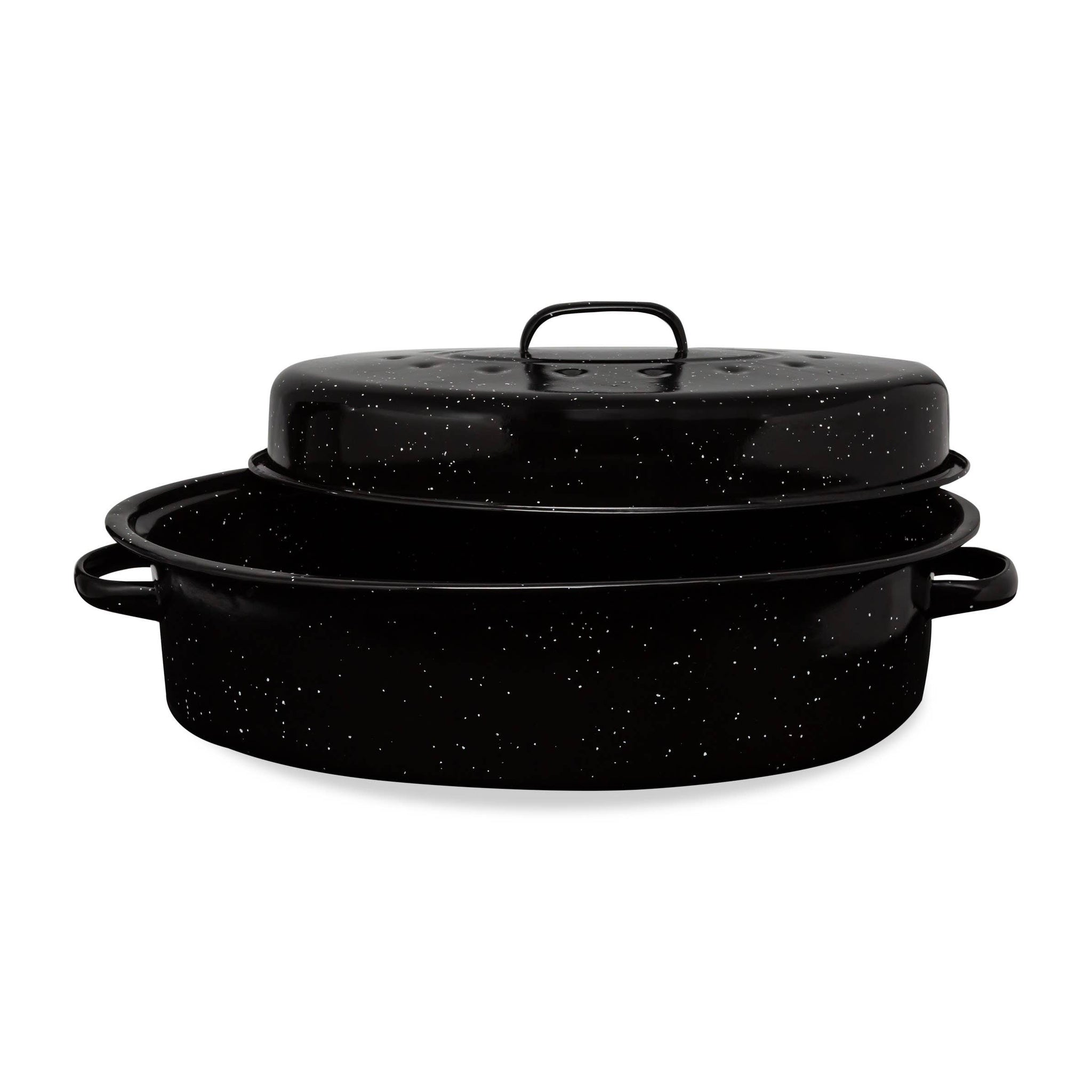 Millvado Granite Oval Roaster with Lid, 19x13.5x7.5", 20lb