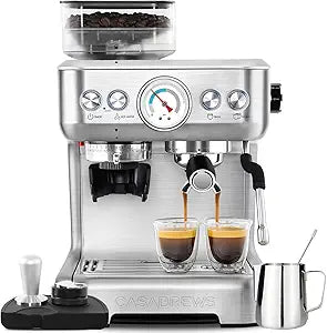 Espresso Machine w/Pressure Gauge and Built in Grinder