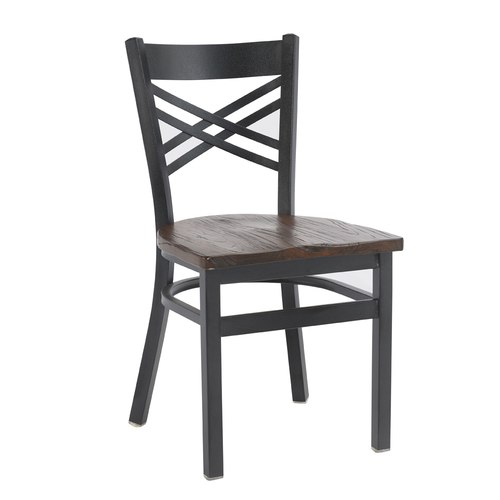 Side Chair, double X-back, upholstered padded seat, 18 gauge steel frame with black finish, Mod # 599-BPS