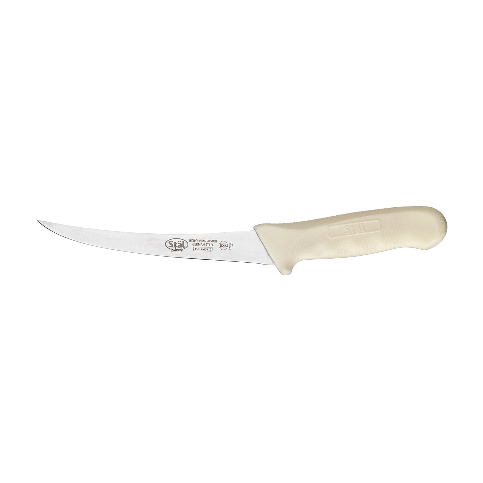 KNIFE, BONING, 6" CURVED BLADE, FLEXIBLE, POLY, SS