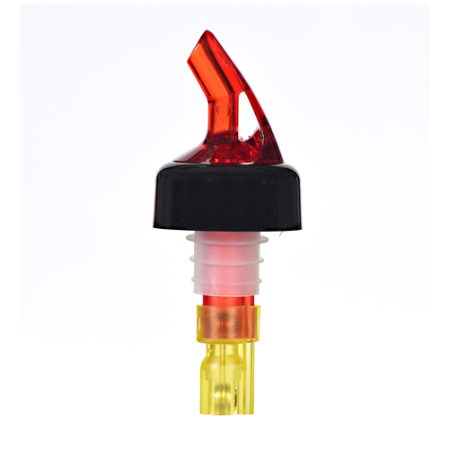 Pourer, 1-1/2 oz., imported, red with black collar, plastic/789-27