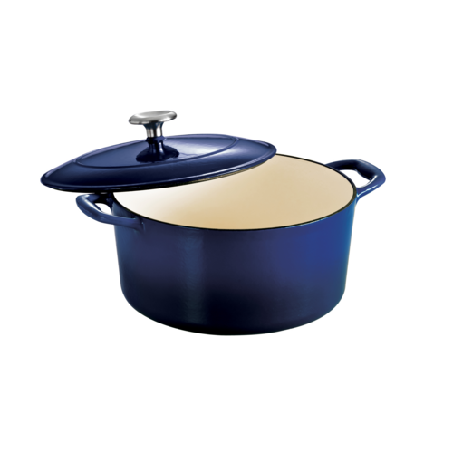 5.5 Qt Enameled Cast Iron Covered Round Dutch Oven Gradated Cobalt