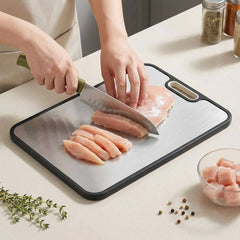 Stainless Steel Cutting Board with Double Sided Kitchen Chopping Board Durable Food Prep Surface: Silver / One Size Fits Most