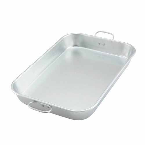 Baking Pan, 17-3/4" x 11-1/2" X 2-1/4"H, rectangular, drop handles, aluminum