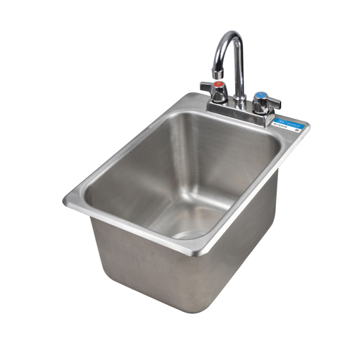 Dropin Sink 1 Compartment 10x14x10 with faucet BK # BK-DIS-1014-10-P-G