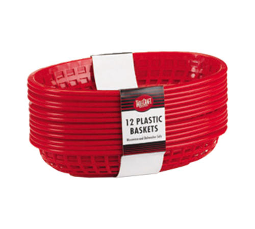 Baskets, 11-3/4" x 9" x 1-3/4", jumbo, oval, dishwasher safe, plastic, red, C1084R