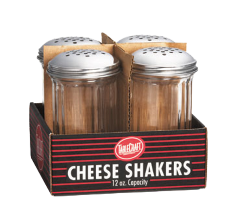 4 Pack 12oz Glass Perforated Cheese Shaker