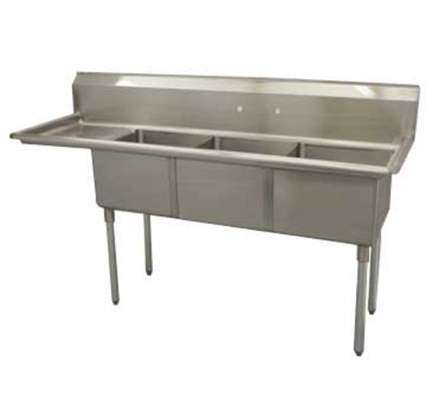 D3CWP1818L-18, Three (3) Compartment Sink