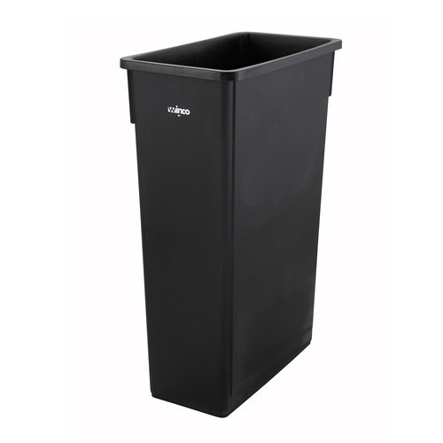 Slender Trash Can, 23 gallon, 20-1/8” L x 10-7/8” W x 29-7/8”H, HDPE, black, PTC-23K