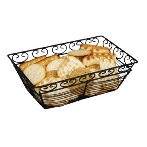 Bread/Fruit Basket, 9" x 5-7/8" x 3"H, rectangular, wire construction, black