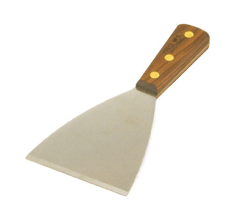 Grill Scraper, 4", stiff stainless-steel blade, wood handle