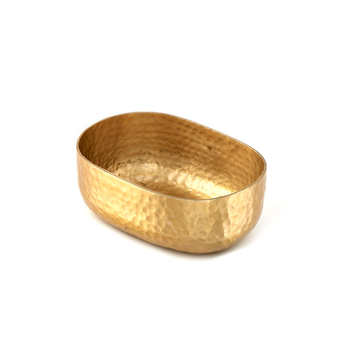 Entrée Basket, 25 oz., 6-1/2"L x 4-3/4"W x 2-1/4"H, oval, hand-wash only, hammered aluminum, gold