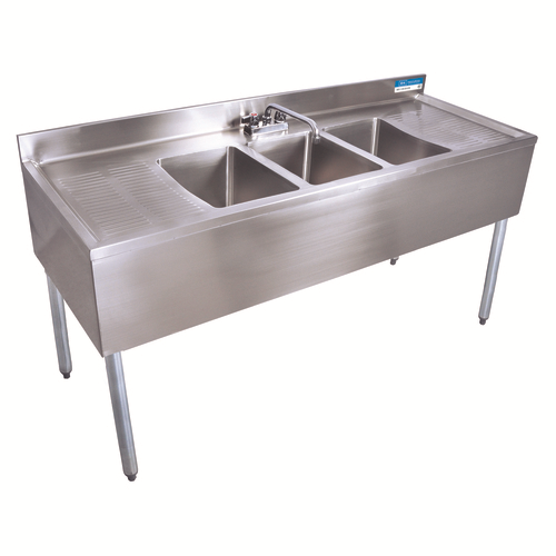 Underbar Sink 3 compartment 84" overall 10x14x10 Bowls SS BK # BKUBS-384TS