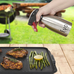 Evo Stainless Steel Oil Sprayer – Refillable 16oz Bottle: Silver