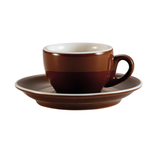 CFB-1 - CUP, SAUCER, DEMITASSE, SET, 8 OZ, CERAMIC, BROWN/WHITE INTERIOR
