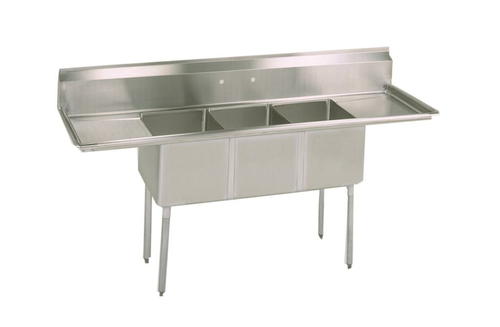 Sink Economy 3 Compartment10x14x10D with two DB - 15"