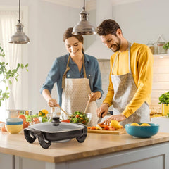 Square Nonstick Electric Skillet With Lid, Aluminum 12 Inch Electric Frying Pan, 2 Layers Of Non-Stick Coating, Adjustable Temperature Control, Lid With Steam Vent & Heat-Resistant Handle