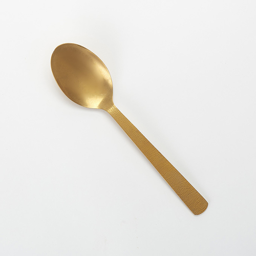 Serving Spoon, 10"L, solid, hammered, 18/0 stainless steel, vintage gold finish