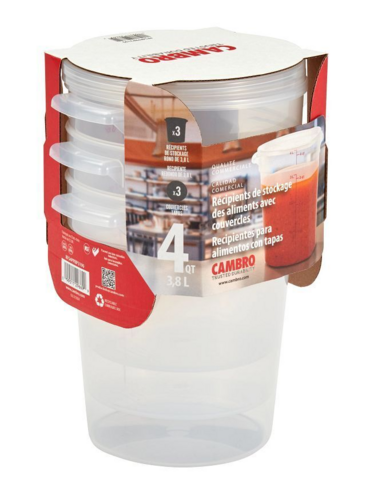 Multi Pack translucent container and lid, 4 qt Mod # RFS4PPRP3190