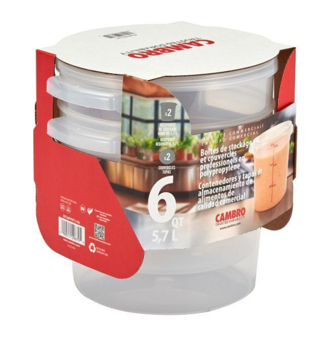 Multi Pack translucent container and lid, 6 qt Mod # RFS6PPRP2190