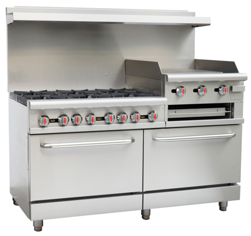 Serv-Ware - Gas Cooking - 60" Gas Range with Six (6) Open Burners &amp; 24" Raised Griddle/Broile Mod # SGR-6B-24RG