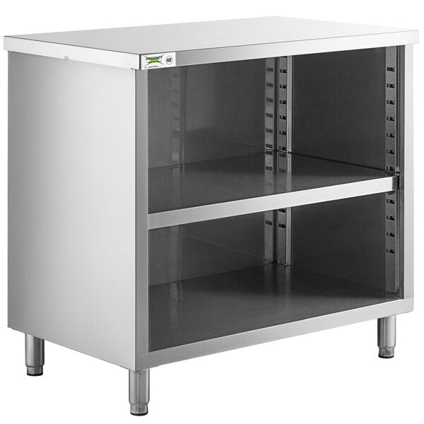Stainless Steel Enclosed Table Base With Open Front with Midshelf