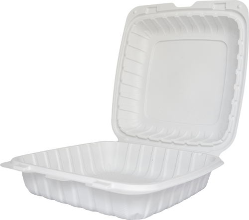 TG-PM-99 Takeout Container Plastic White Square Hinged Lid 1 Compartment