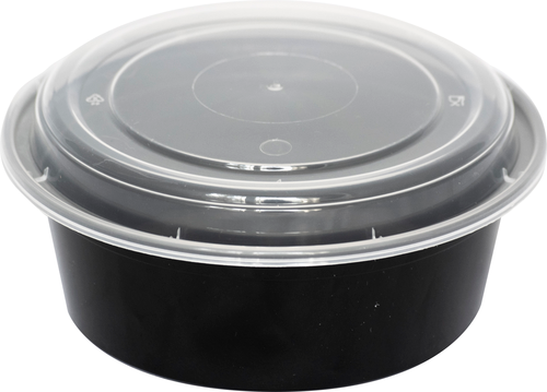 TG-PP-24-R Takeout Container With Clear Lid / Blk Round 24 oz