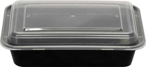 TG-PP-32 Takeout Container With Clear Lid / Blk Rectangular 32 oz
