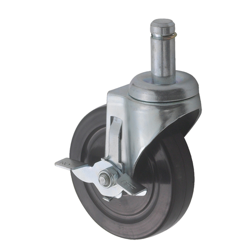 Caster, 5" dia., stem, with brake, for wire shelf